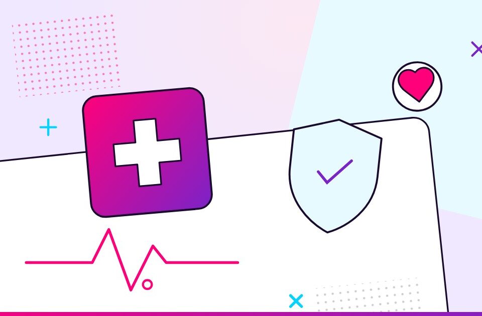 A medical cross tile with a pulse line, a compliance shield, and a heart