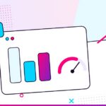 A dashboard with bar charts, a gauge, and a rising arrow