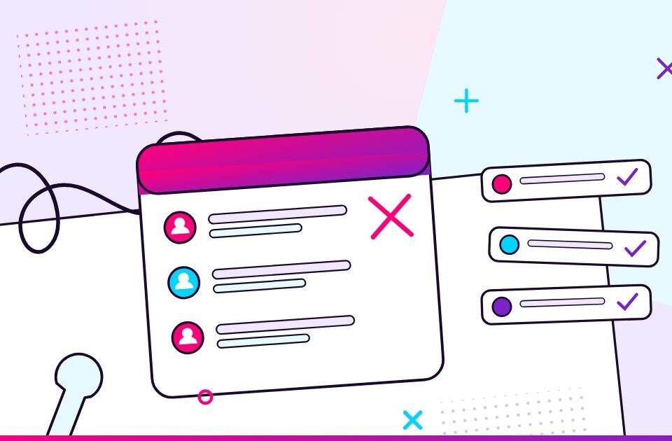 A tangled line entering a CRM contact table and exiting as clean verified contact rows
