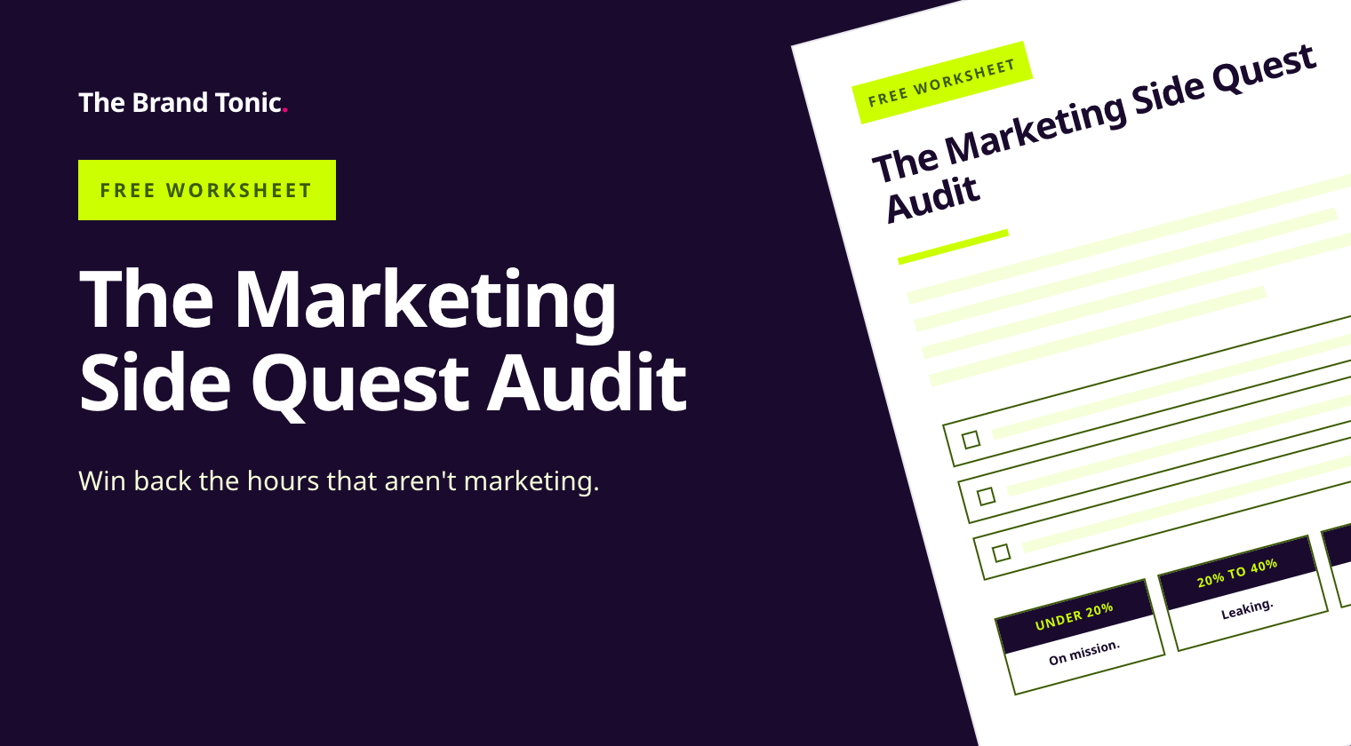 Preview of The Marketing Side Quest Audit worksheet
